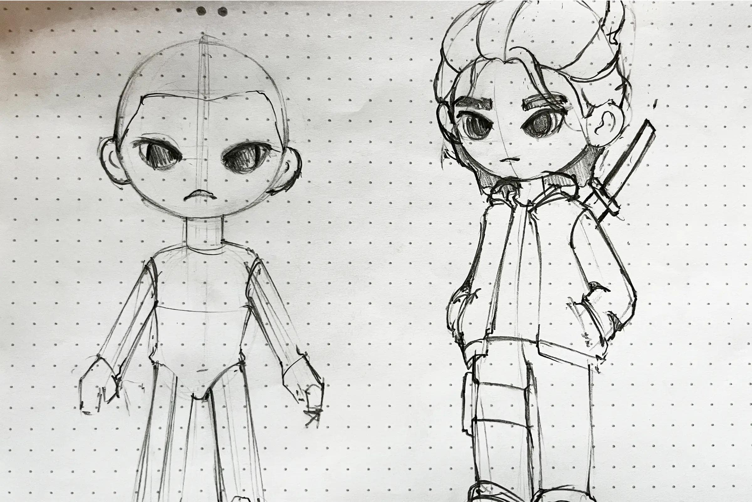 Early sketches for the Bushido character system
